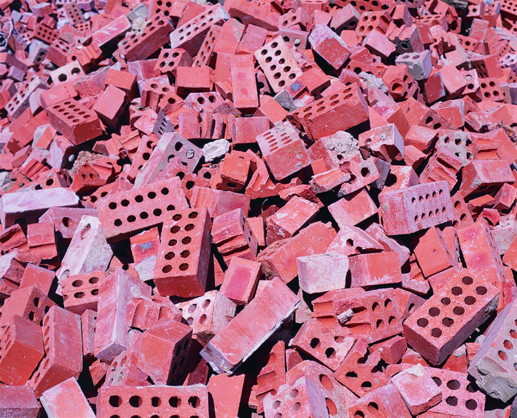 A close-up photo of waste bricks.